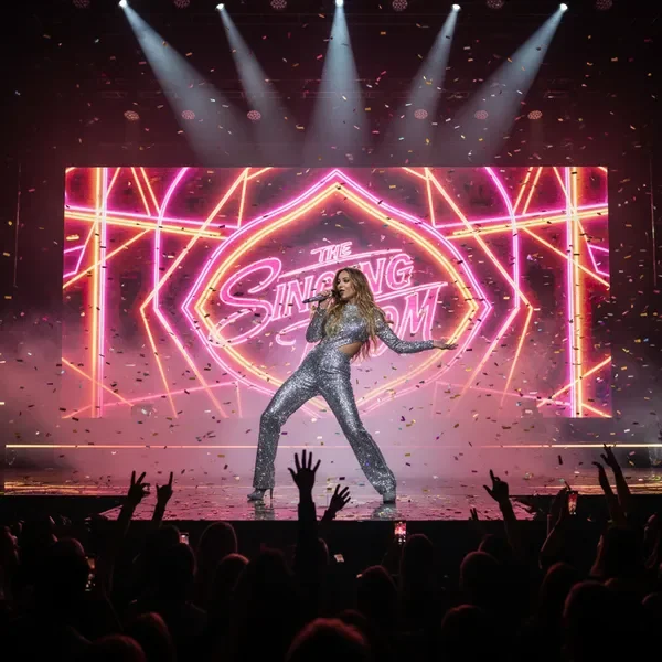 זמרת על הבמה באנרגיה גבוהה